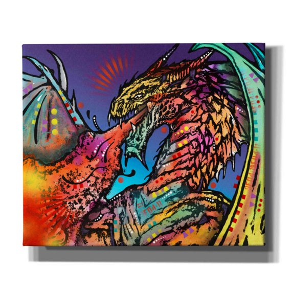 Epic Graffiti 'Dragon Fire' by Dean Russo, Canvas Wall Art, 24"x20"