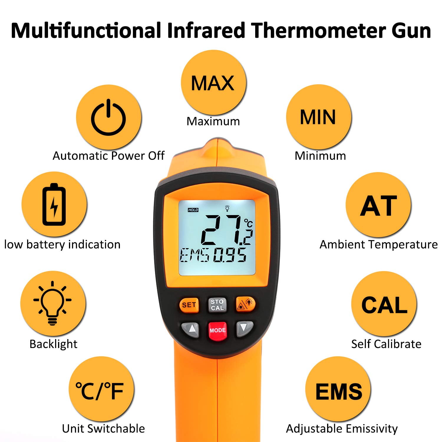 Digital IR Infrared Thermometer Temperature Gun Thermal Heat Sensor  Non-Contact D1B8 