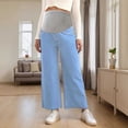 thumbnail image 2 of Admvng Maternity Wide Leg Jeans Elastic Waist Pregnancy Denim Trousers, 2 of 6