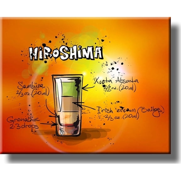 Hiroshima Cocktail Recipe Drink Picture on Stretched Canvas, Wall Art Decor, Ready to Hang!