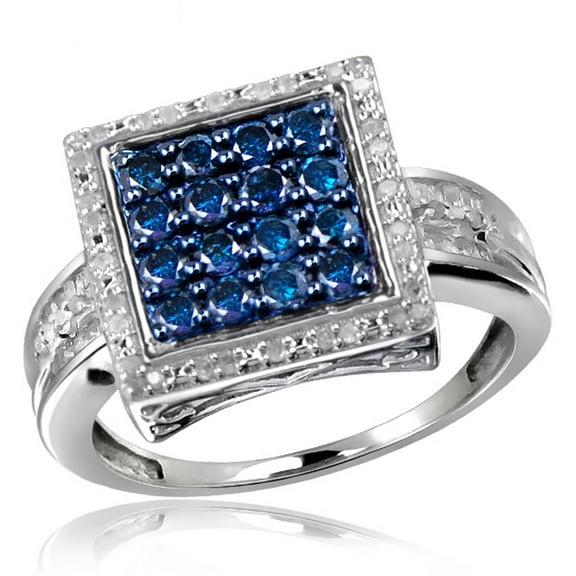 JewelersClub Sterling Silver Blue & White 1 Carat Diamond Ring for Women