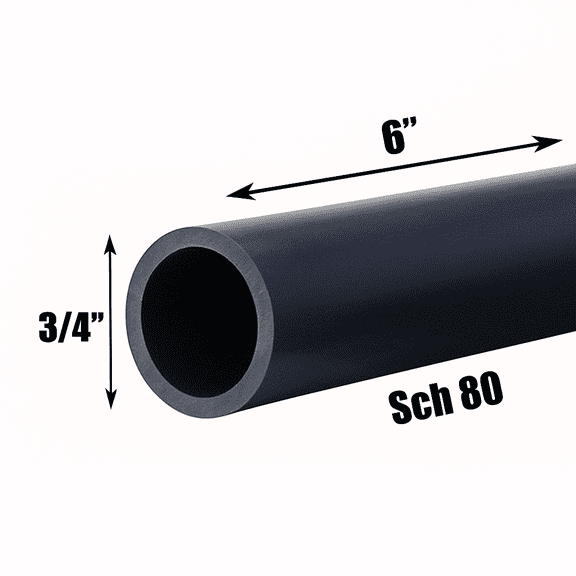 3/4 Inch Schedule 80 PVC Pipe - Cut to Custom Length (6")