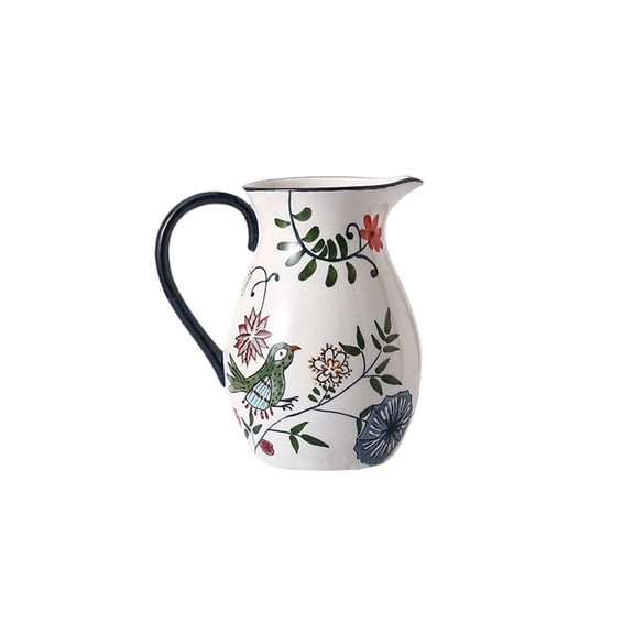 Rustic Decorative Flower Vase for Centerpieces,Vintage Floral Ceramic Pitcher Vase