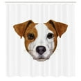 thumbnail image 3 of Ambesonne Jack Russell Shower Curtain, Hand Drawn Dog Animal, 69"Wx70"L, Brown White, 3 of 5