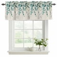 thumbnail image 2 of Teal Green Eucalyptus Valances for Windows, Decorative Rod Pocket Window Valance Curtains, Farmhouse Weeping Leaves Linen Short Curtain Drapes for Kitchen/Living Room, 2 Panels, 54" W x 18" L, 2 of 8