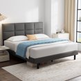 thumbnail image 3 of King Bed Frame,GELBIY King Size Platform Bed With Fabric Upholstered Headboard, Dark Grey,Easy Assembly, 3 of 5