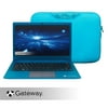 Gateway 11.6" Ultra Slim Notebook, HD, Intel Celeron N4020, 64GB Storage, 4GB Memory, Cortana, 1MP Webcam, Windows 10 S, Microsoft 365 Personal 1-Year Included, Carrying Case Included, Blue/Blue