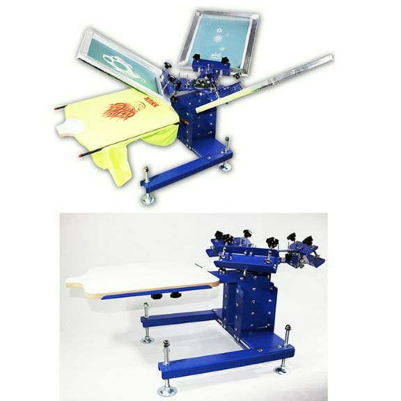 TECHTONGDA 3 Color 1 Station Single Rotating Screen Printing Press Floor Desktop Dual Use DIY T-Shirt Machine