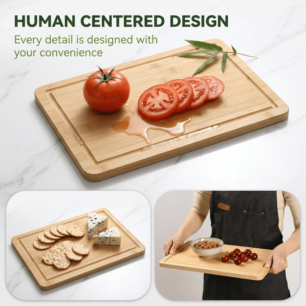 BEINGMATE Care Bamboo Cutting Board Set of 3 with Vertical Stand | Deep Liquid Grooves & Anti-Slip Handles | Heavy Duty Wood Chopping Boards for Kitchen | Natural, Sustainable & Knife-Friendly