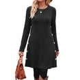 thumbnail image 3 of Fantaslook Long Sleeve Womens Dresses Crew Neck Buttons Tunic Sweater Dress with Pockets, 3 of 11