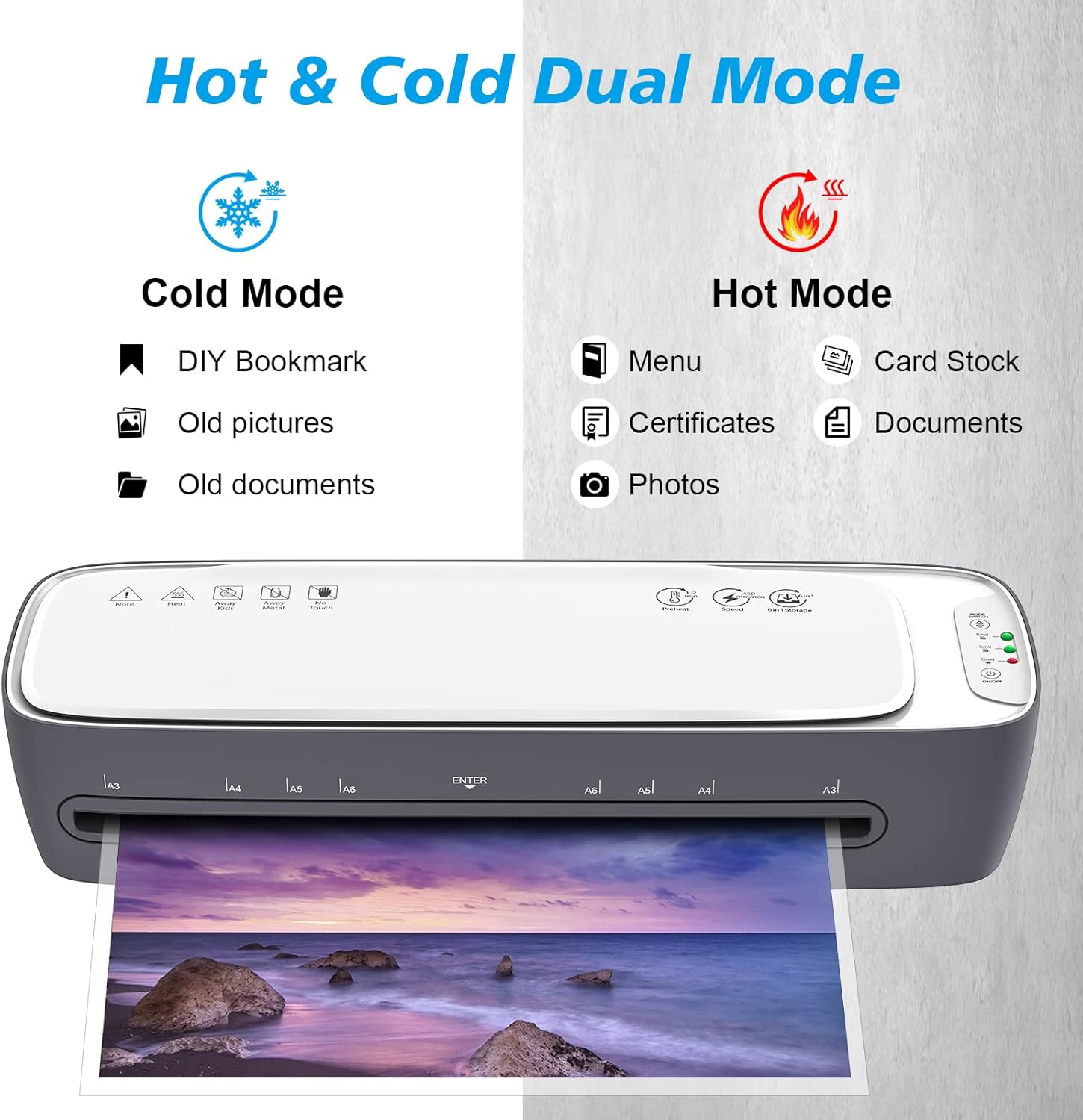 Laminator 13" Hot Press Laminator with Laminating Sheet, 9-in-1 Desk Laminator, 60-second Preheat