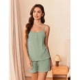 thumbnail image 4 of Ekouaer Pajamas for Women Set Lingerie Pjs 2 Piece Cami Sleepwear Ribbed Knit Shorts Set, 4 of 6