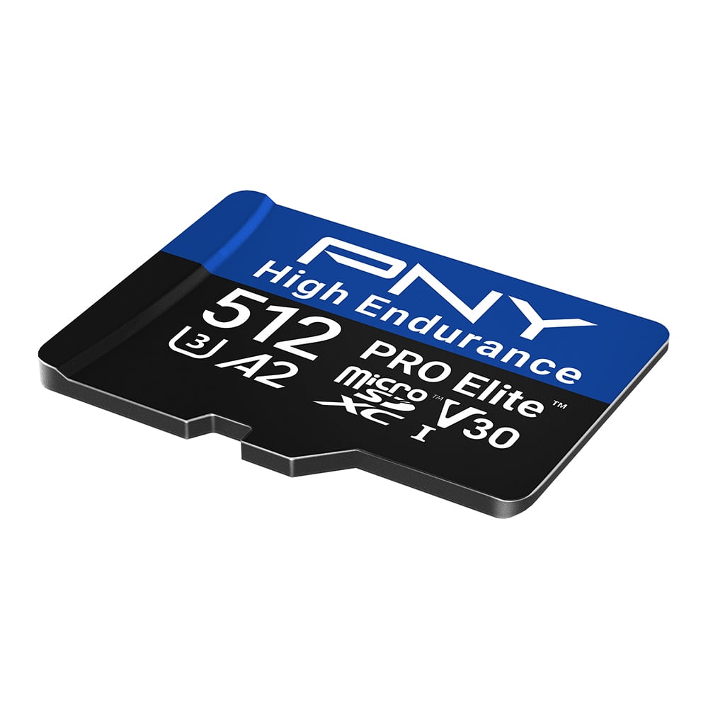 PNY 512GB PRO Elite™ High Endurance C10 U3 V30 A2 microSDXC – Up to 137.6K Continuous Recording Hours, Up to 100/90MB/s Read/Write, 4K UHD, Full HD, UHS-I, Surveillance, Home Security, Dash Cam