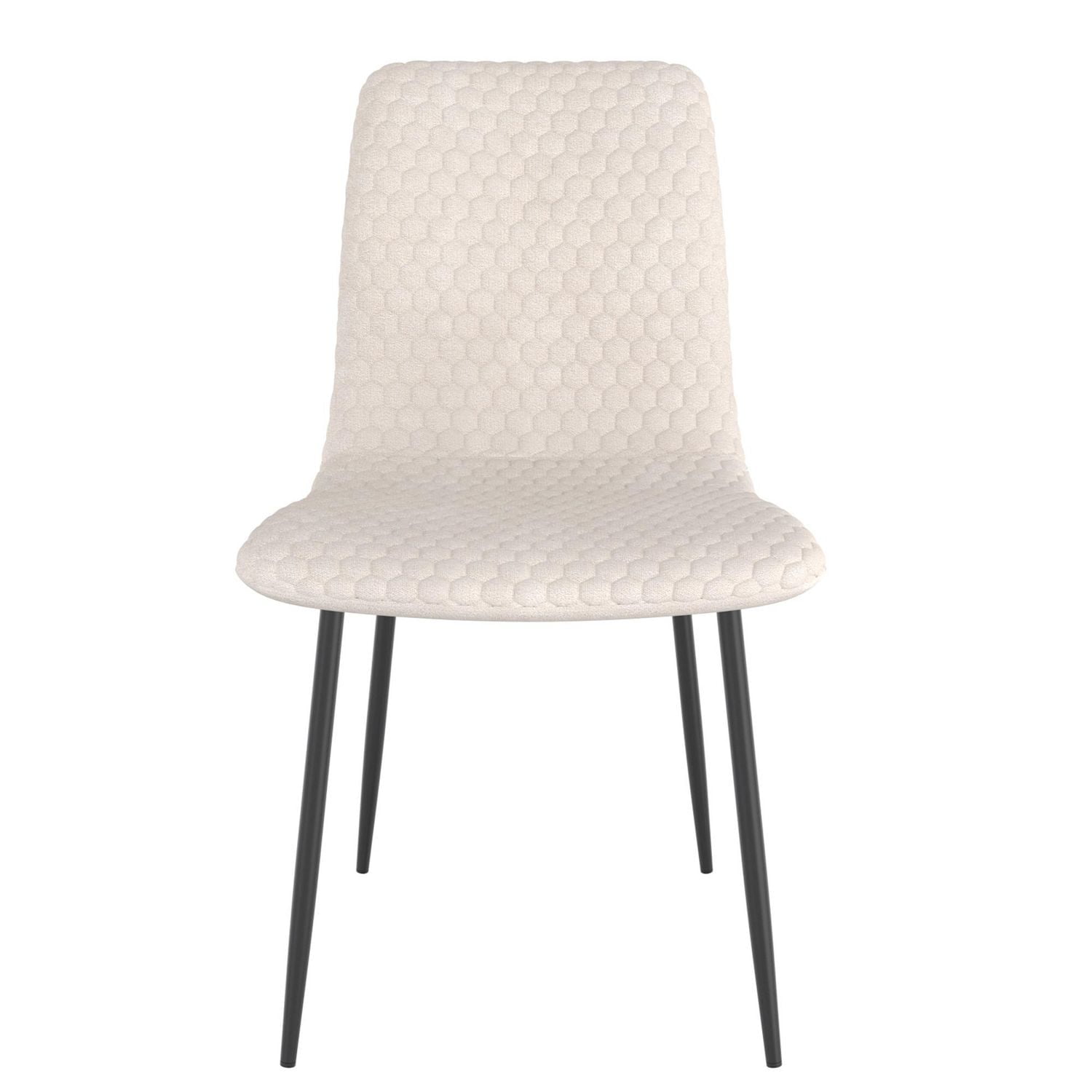 Contemporary Fabric and Metal Dining Chair, Set of 2 - Beige and Black