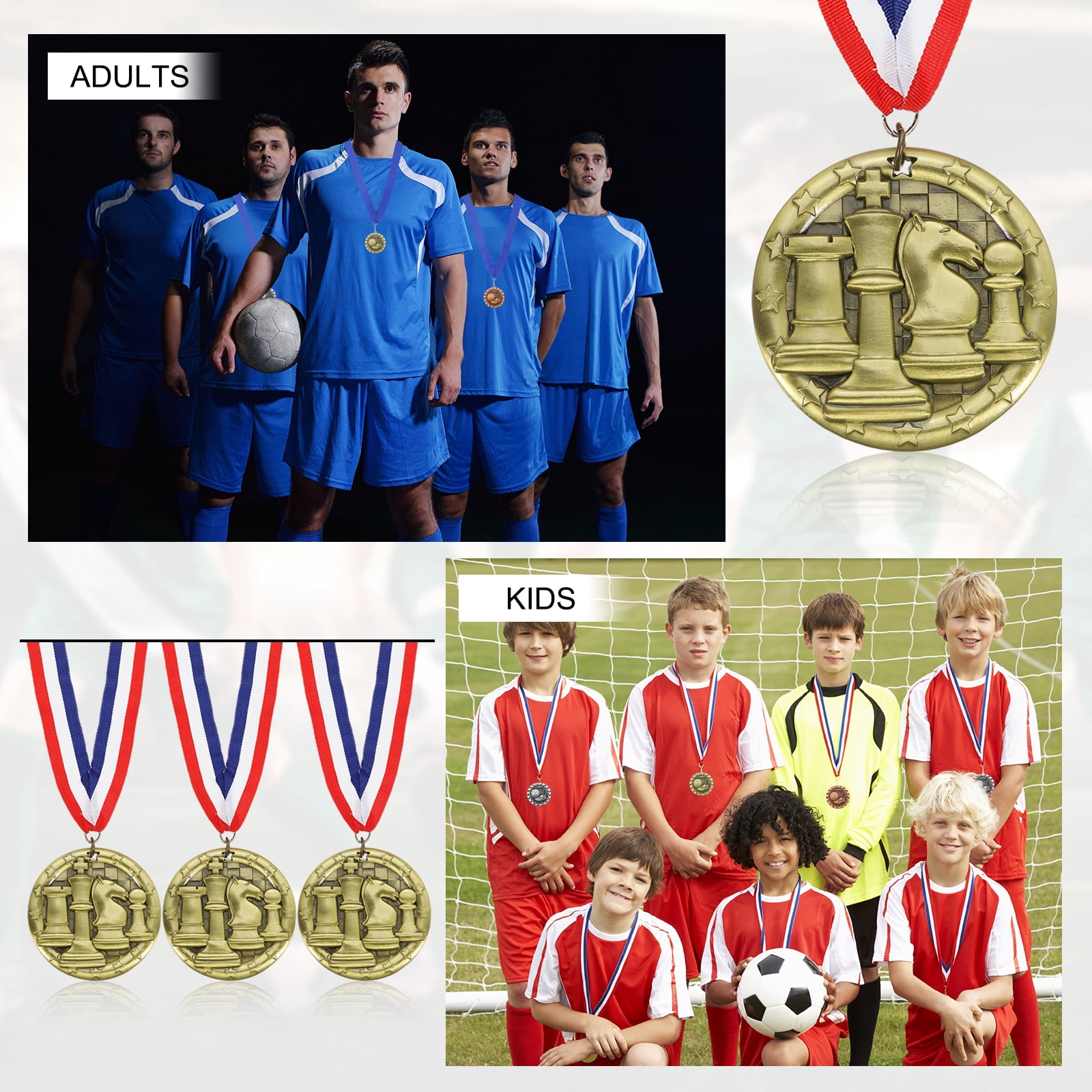 Uxcell Tournament Star Award Medals with Ribbons, Winner Medals Prizes for Competitions Sports Party Gold