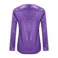 thumbnail image 4 of Purple Womens Tops Solid Color Reflective Shiny Metallic Round Neck Long Sleeve Top T Shirt Going Out Tops for Women, 4 of 5