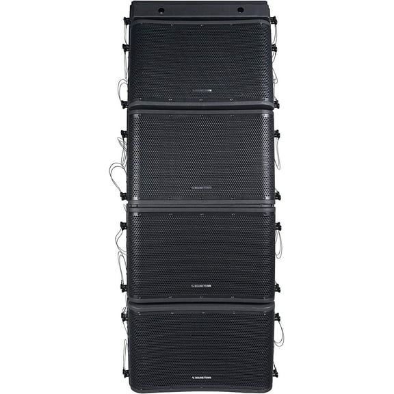 Sound Town ZETHUS Series Four 12" Two-Way Constant Curvature Line Array Loudspeaker System, Full-Range/Bi-amp Switchable, Black (ZETHUS-112BX4)