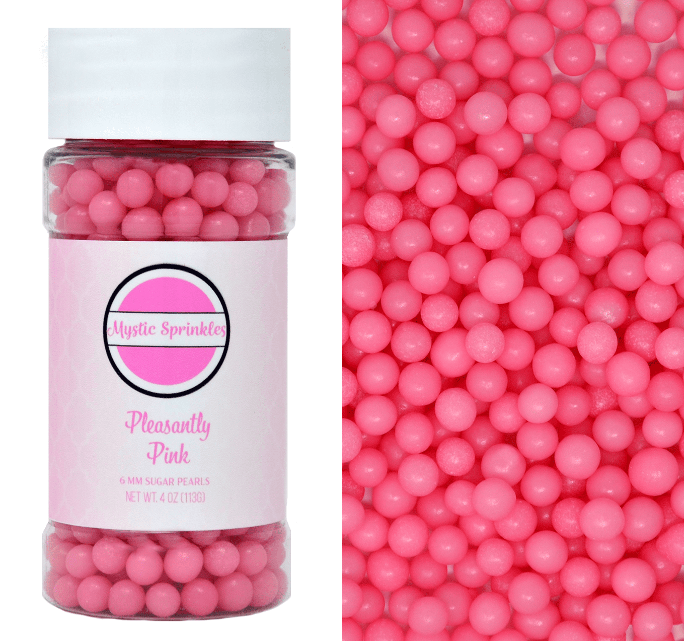 Mystic Sprinkles Pleasantly Pink 6mm Sugar Pearls 4 oz