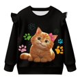 thumbnail image 5 of Xoenoiee Cat Paw Print Long Sleeve Sweatshirts for Girls Toddler Crew Neck Pullover Tops with Ruffle Sleeves Graphic Sweaters Outfits, Size 5-6 Years, 5 of 7
