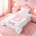 thumbnail image 2 of meiyoeat Pink Bowknot Twin Comforter Sets For Girls,Cute Loves Pattern Bedding Set For Women,Pink Reversible,2 Pieces, 2 of 7