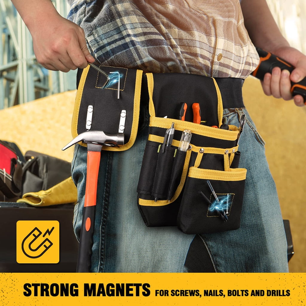 Oxford Cloth Tool Bag Set with Magnetic Belt Hammer Holder Nails Suction Tool Pouches Organizers Electrician Tool