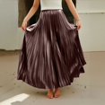 thumbnail image 6 of Yucgh Women's Pleated Solid Color Maxi Skirt with Large Swing, A-line Floor Length Skirt, Casual Flowy Skirt with Elastic Waist,Coffee,M, 6 of 8