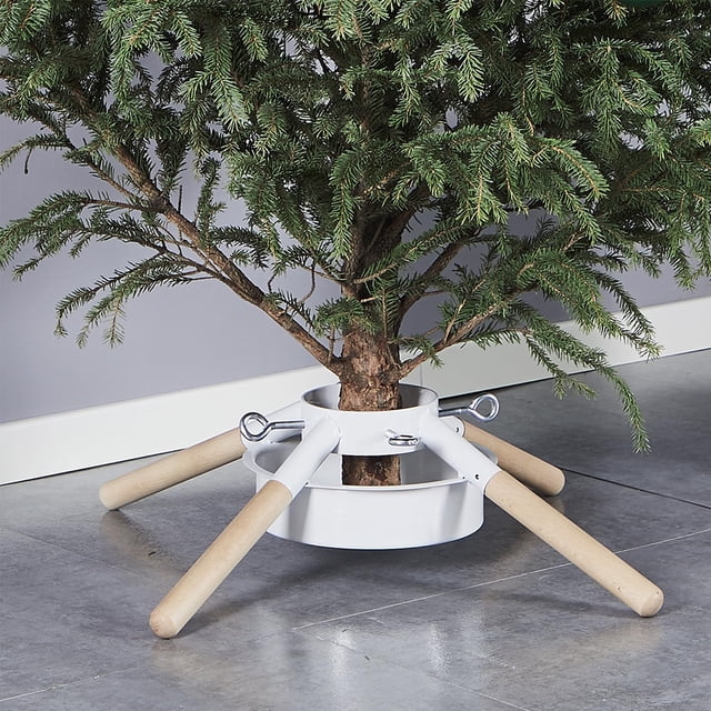 Soporte para árbol de Navidad Blissun para árboles reales de hasta 8 pies, color blanco