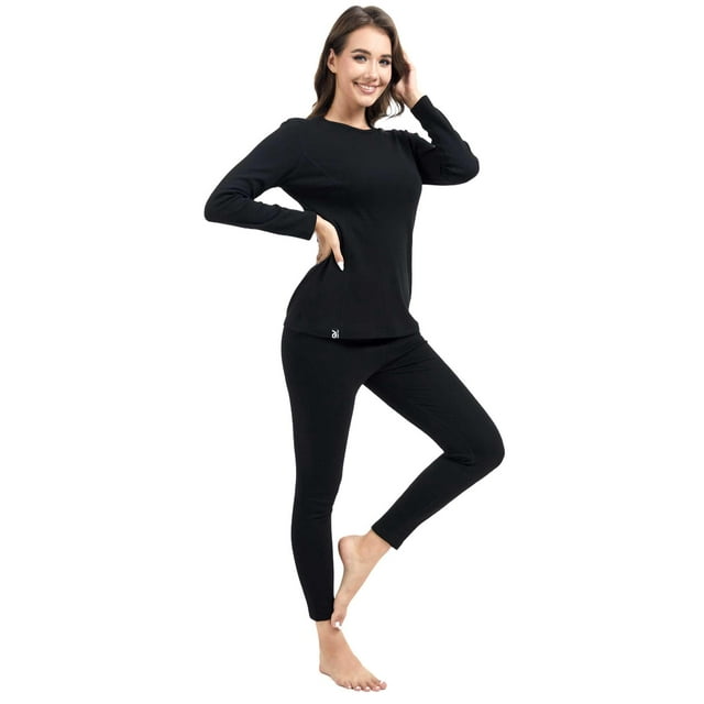Ropa interior térmica QuietVirt para mujer, capa base de algodón, color negro S