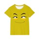 thumbnail image 2 of Blusas y camisas de manga corta con cuello redondo para niños y niñas, color liso, con estampado de expresión linda, manga corta, holgadas y cómodas, blusa para niña, 2 of 6