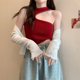 thumbnail image 1 of VISgogo Mujeres Verano Casual Tank Tops, Color Sólido Slim-Fit Irregular Sin Mangas Crop Tops VISgogo moda, 1 of 2