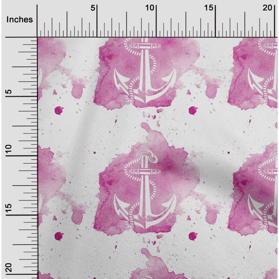 oneOone Viscose Chiffon Pink Fabric Texture & Anchor Hook Watercolor Sewing Fabric By The Yard Printed Diy Clothing Sewing Supplies 42 Inch Wide