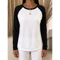 thumbnail image 4 of Gynyvoja Long Sleeve Shirts for Women Color Block Raglan Tops Casual Crewneck Basic Tees Fall Fashion Black XL, 4 of 6
