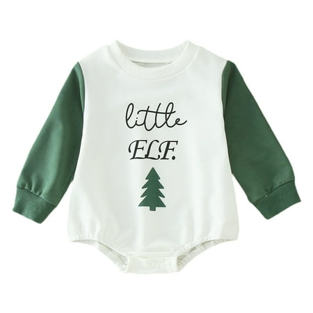 

Rovga Baby Infant Toddler Girls Clothes Cartoon Prints Round Neck Long Sleeve Romper Fall Winter Christmas Jumpsuit Adorable Girl Clothings Green 0-3 Months