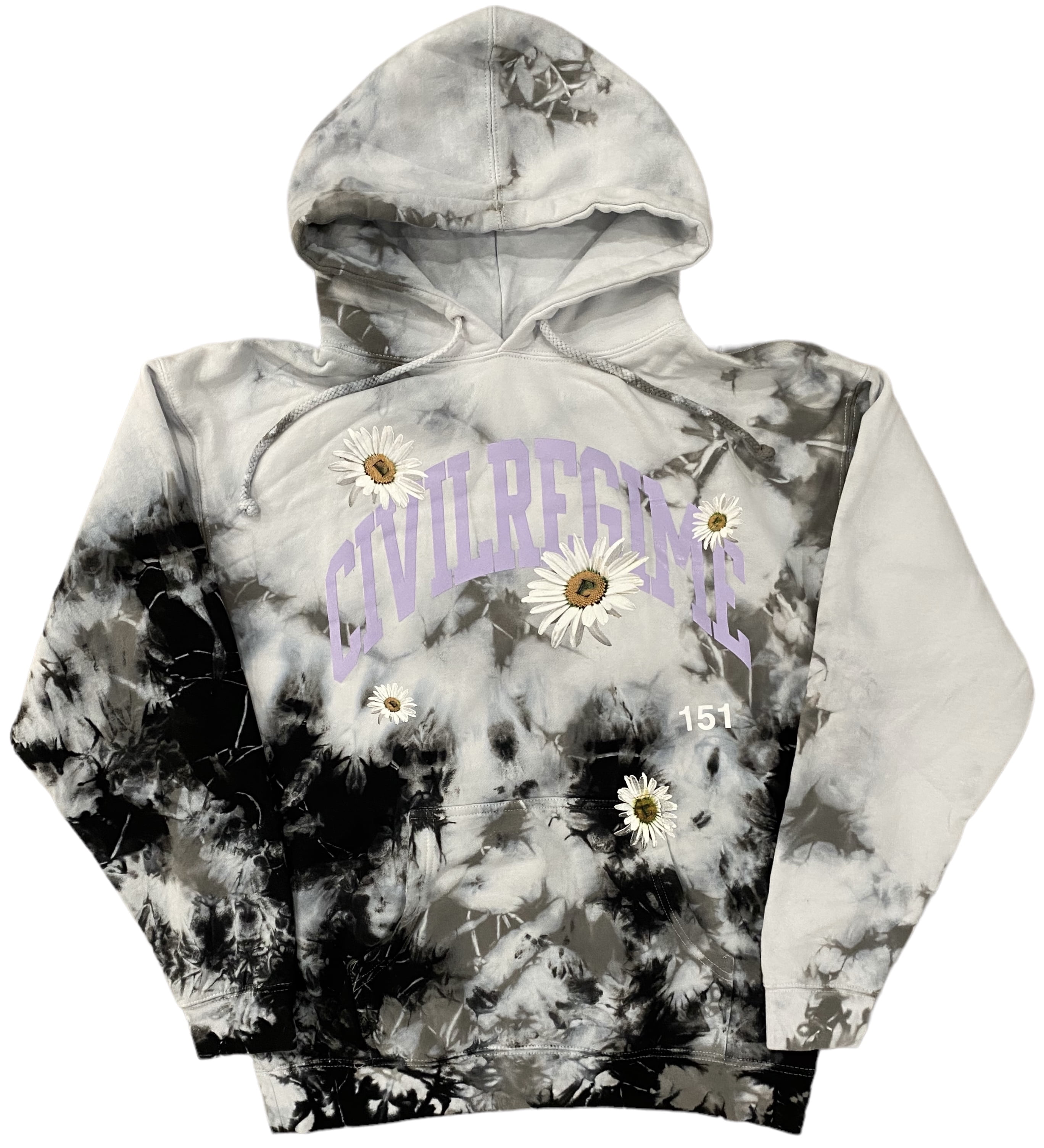 Civil Regime Women's Wild Daisies Tie Dye Wash Hoodie Sweatshirt (Large