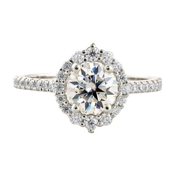 Oryn Jewel 1.31 Ct Oval Cut Lab-Created Simulated Diamond Ring - 14K White Gold Over - Chic Halo Solitaire with Accents Ring - Heartfelt Gift for Her - Jewelry for Celebrating Life's Milestones