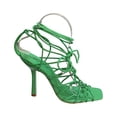 thumbnail image 2 of Schutz Heyde Green Square Open Toe Multi-Strap Lace Up Stiletto High Heel Sandal (Deep Mint, 5.5), 2 of 3