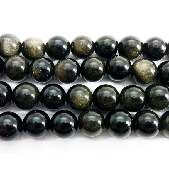 4mm Gold Obsidian Round Beads Genuine Gemstone Natural Jewelry Making