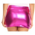thumbnail image 2 of Sakkas Kaie Women's Shiny Metallic Liquid Wet Look Mini Skirt - Pink - XL, 2 of 6