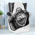thumbnail image 4 of Camera Soft Flannel Fleece Throw Blanket, Sketch Retro Photo Device Capturing Memories Classic Old Times Print, Cozy Plush for Indoor and Outdoor Use, 70" x 90", Black and White, by Ambesonne, 4 of 5