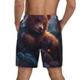 thumbnail image 2 of Lsque Mens Swim Trunks Lazy Stone Bear Pattern - Bathing Suit Compression Liner - Beach Swim Shorts Swimwear - (S-3XL) - Stretch Quick Dry -Medium, 2 of 9