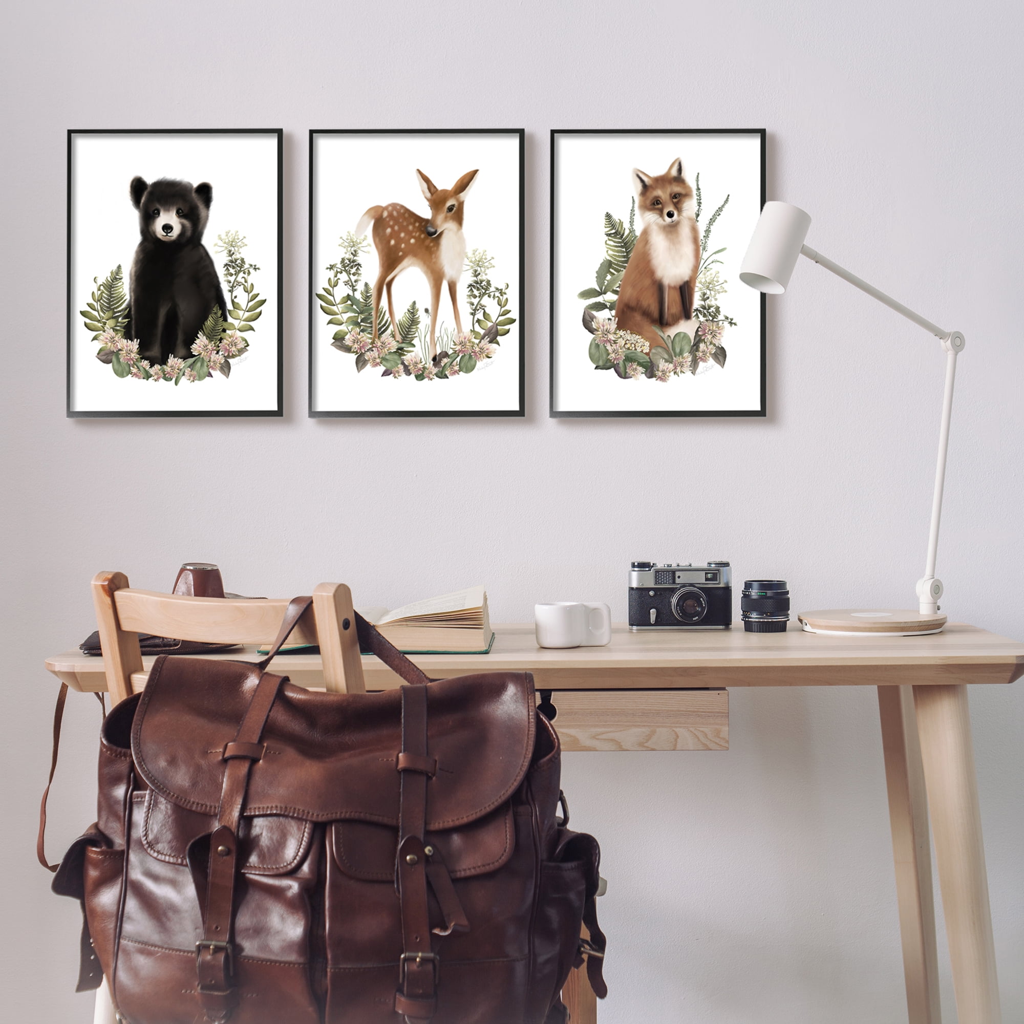 Stupell Industries Floral Woodland Animals Animals & Insects Painting Black Framed Art Print Wall Art, 16 x 20