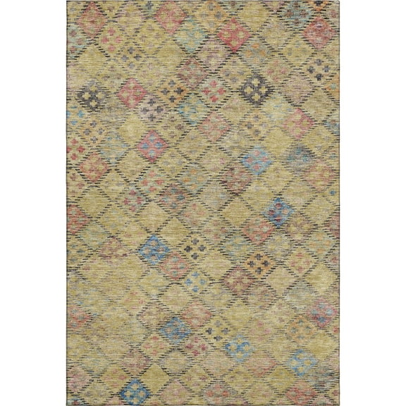 Addison Rugs Mayfield Premium Machine Washable Transitional Geometric Gold Rectangle Rug, 5' x 7'6"