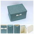 thumbnail image 2 of Unique Bargains Storage Cube, Fabric Bin with Lid and Handle Green 14*11*7in, 2 of 5