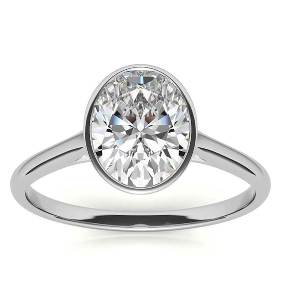 Auory Timeless Oval Cut Solitaire Daily Wear Ring in White Gold Plated for Women