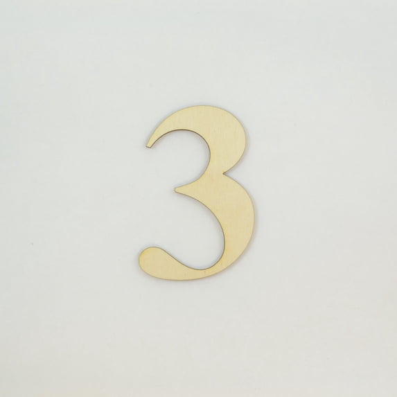 1 Pc, 5 Inch X 1/8 Inch Thick Times New Roman Bold Wood Numbers 3 Great For Craft Project & Different Decor