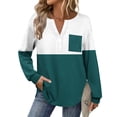 thumbnail image 7 of Enjoytime Womens Tops Fashion Patchwork V-Neck Button Down Shirts Business Casual Long Sleeve Blouses Fall Wnter Trendy Clothes 2025 Green S, 7 of 7
