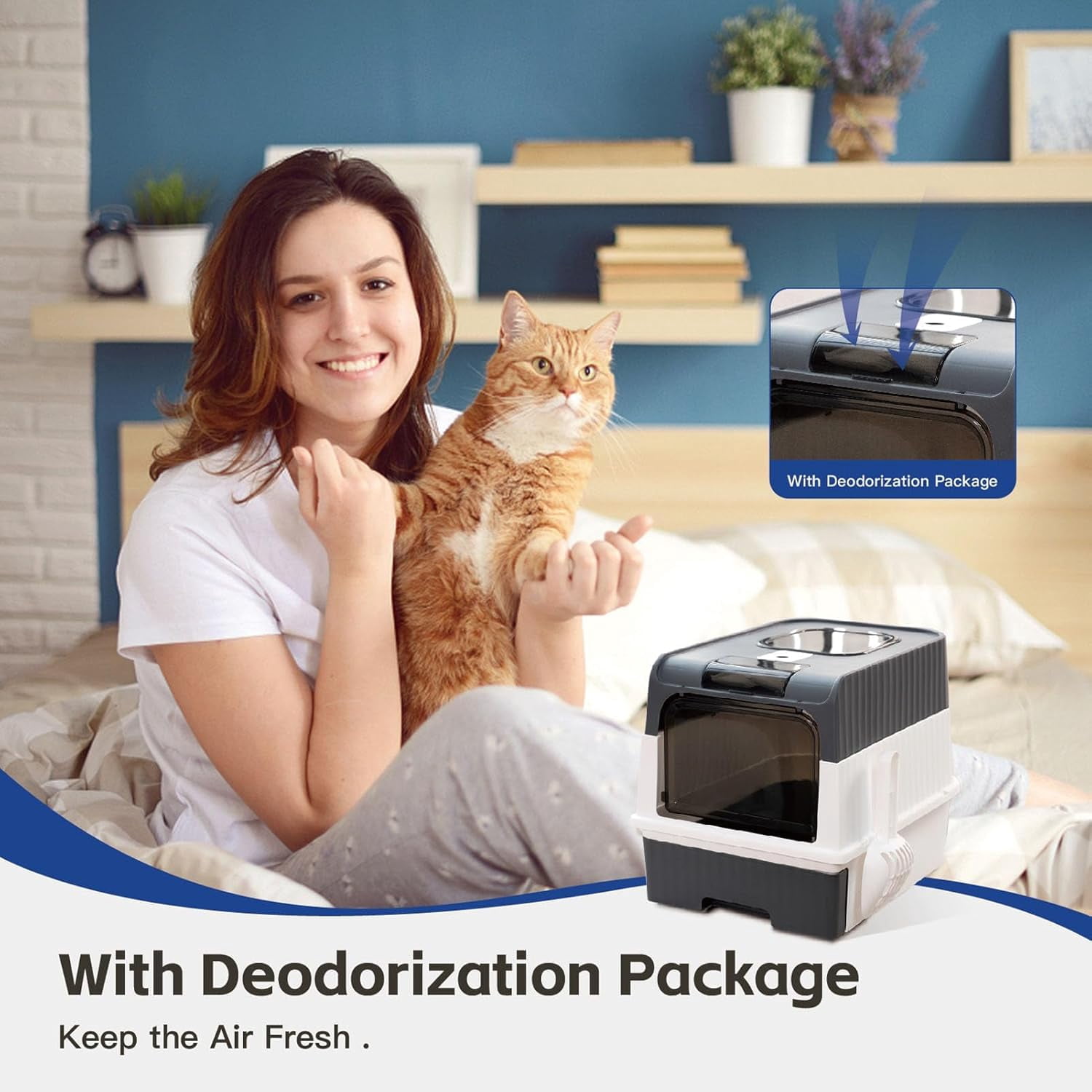 Enclosed Totally Cat Litter Box, Kitty Litter Box with Lid, Anti-Splashing Easy to Clean Drawer Type Tray, Premium Covered Kitten Litter Box, Front Entry Top Exit, 18.5x14.4x13.4 Inches