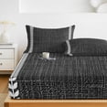 thumbnail image 6 of Full Size Fitted Sheet Set - Modern Minimalist Art 3 Piece Bedding Sets 16" Deep Pocket Fitted Sheet with 2 Pillowcases, Vintage Simple Lines Black Brushed Microfiber Hotel Luxury Bed Sheets, 6 of 9