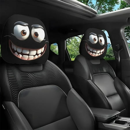 Xecvkr Pillow Covers Throw Funny Car Print Headrest Cover Universal Stretchy Elastic Mesh Fabric Lively Vehicle Interior Protector Easy Install Washable 10.2x11in 1Pc