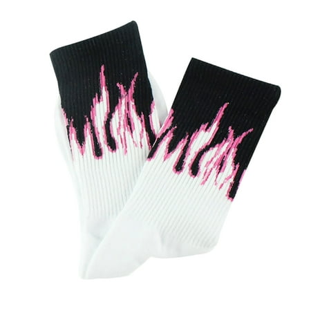 

Bluethy Women Men Flame Print Soft Warm Cotton Elastic Breathable Middle Tube Socks